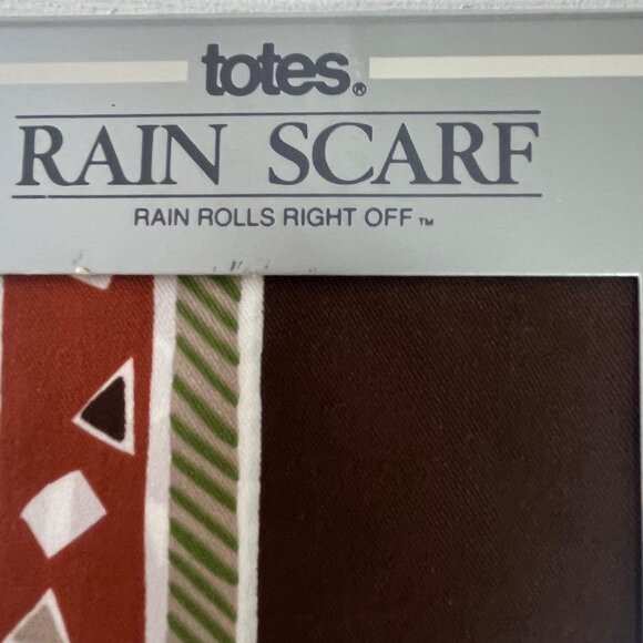 Vintage Totes Rain Scarf 27" Square Hat Band Cowl Turban Accessory Brown New - Picture 3 of 6